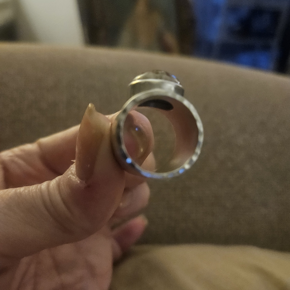 NICKY BUTLER HEAVY CIGAR BAND HAMMERED STERLING W/SINGLE STUNNING CENTER STONE!♡ - Picture 10 of 16